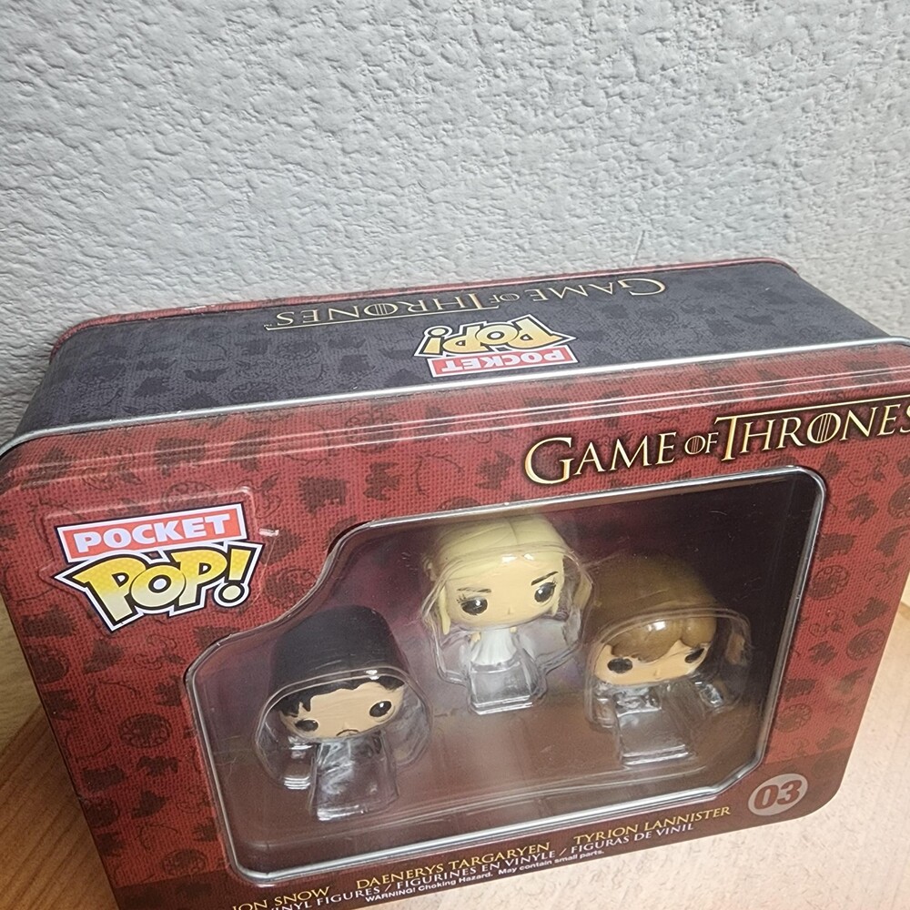 Funko Pocket Pop Game Of Thrones Jon Snow Daenerys Tyrion Mini Vinyl Tin Set Red - Picture 2 of 4